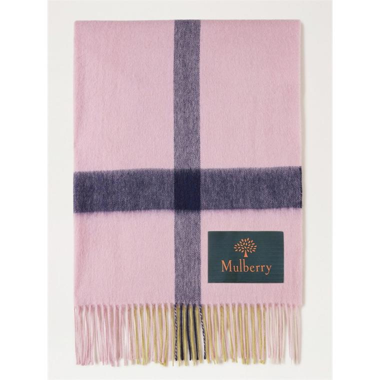 Mulberry Large Check Scarf Lilac Blossom & Meadow Green